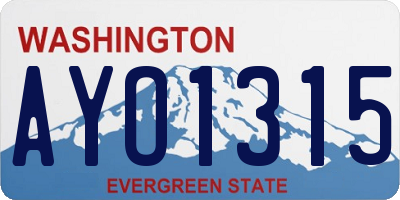 WA license plate AYO1315