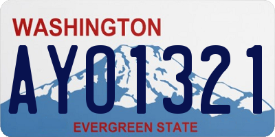 WA license plate AYO1321