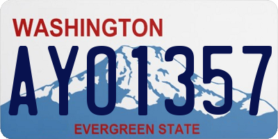 WA license plate AYO1357