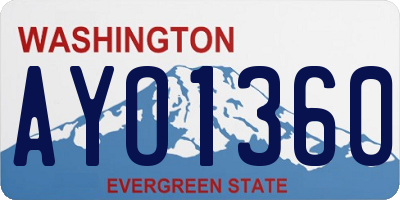 WA license plate AYO1360