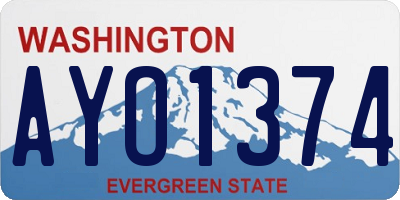 WA license plate AYO1374