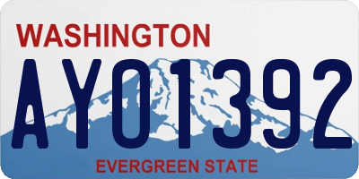 WA license plate AYO1392