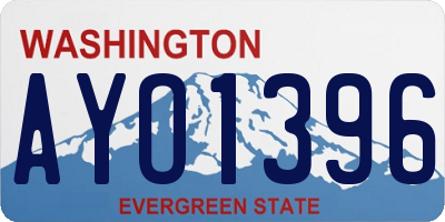WA license plate AYO1396