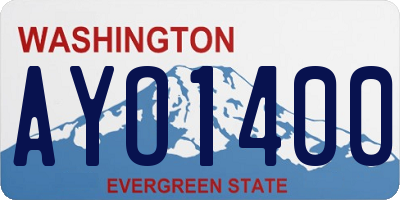 WA license plate AYO1400