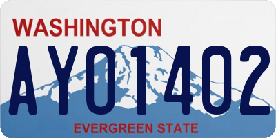 WA license plate AYO1402