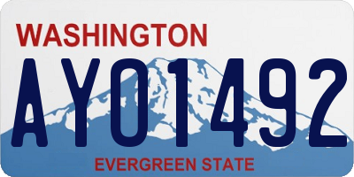 WA license plate AYO1492