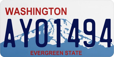 WA license plate AYO1494