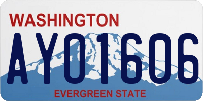 WA license plate AYO1606