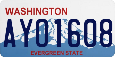 WA license plate AYO1608