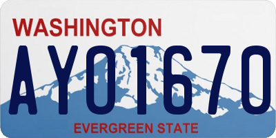 WA license plate AYO1670