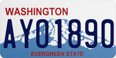 WA license plate AYO1890