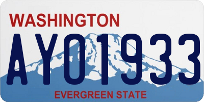 WA license plate AYO1933