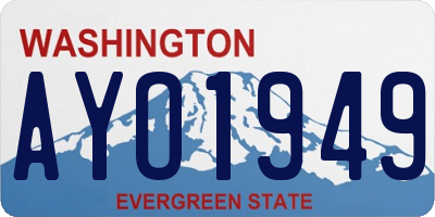 WA license plate AYO1949