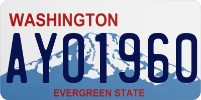 WA license plate AYO1960