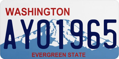 WA license plate AYO1965