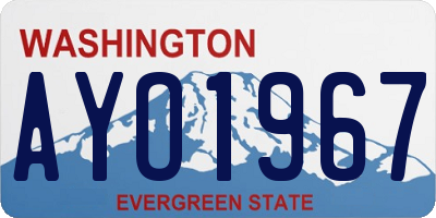 WA license plate AYO1967