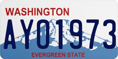 WA license plate AYO1973