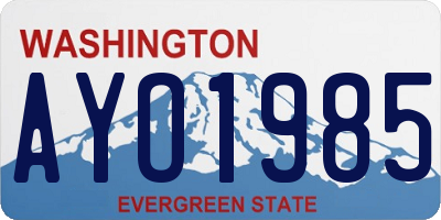 WA license plate AYO1985