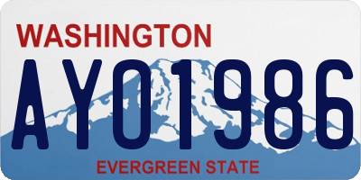 WA license plate AYO1986
