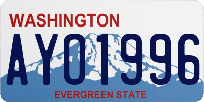 WA license plate AYO1996