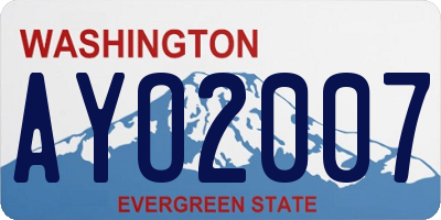 WA license plate AYO2007