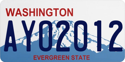 WA license plate AYO2012