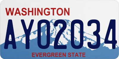 WA license plate AYO2034
