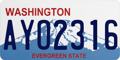 WA license plate AYO2316