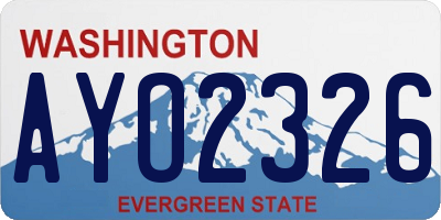 WA license plate AYO2326