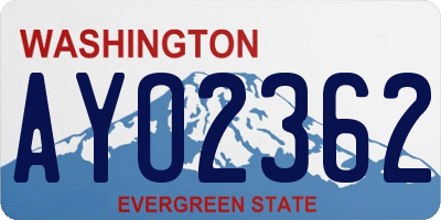 WA license plate AYO2362