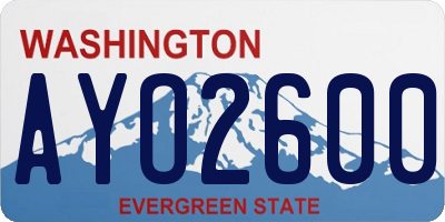 WA license plate AYO2600