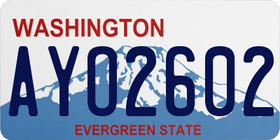 WA license plate AYO2602