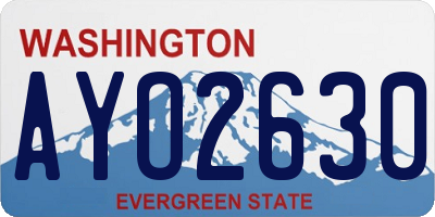 WA license plate AYO2630