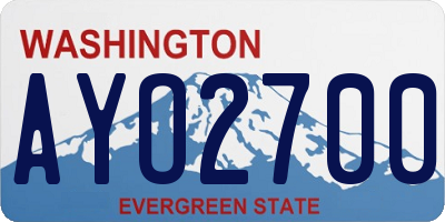 WA license plate AYO2700