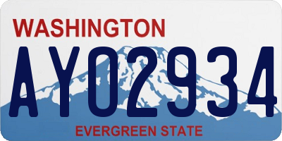 WA license plate AYO2934