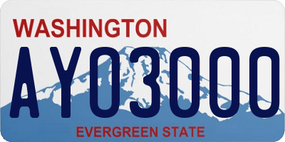 WA license plate AYO3000