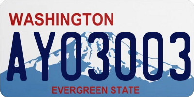 WA license plate AYO3003