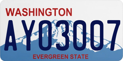 WA license plate AYO3007
