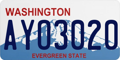 WA license plate AYO3020