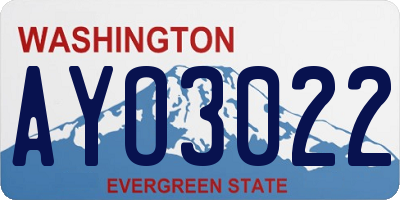 WA license plate AYO3022