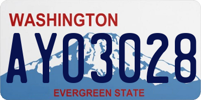 WA license plate AYO3028