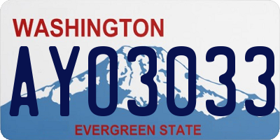 WA license plate AYO3033