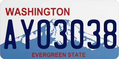WA license plate AYO3038