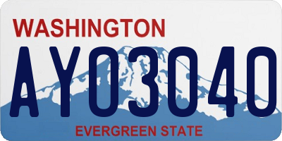 WA license plate AYO3040