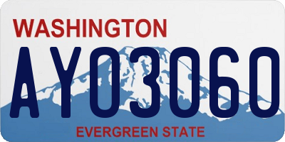 WA license plate AYO3060