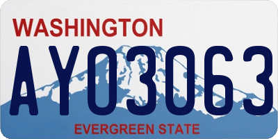 WA license plate AYO3063