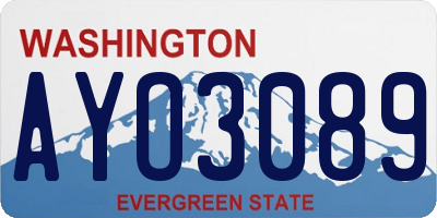 WA license plate AYO3089