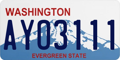WA license plate AYO3111