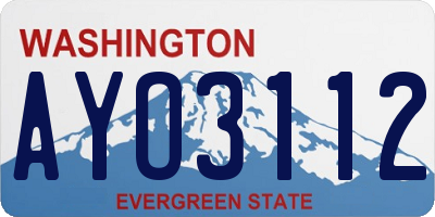 WA license plate AYO3112