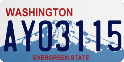 WA license plate AYO3115